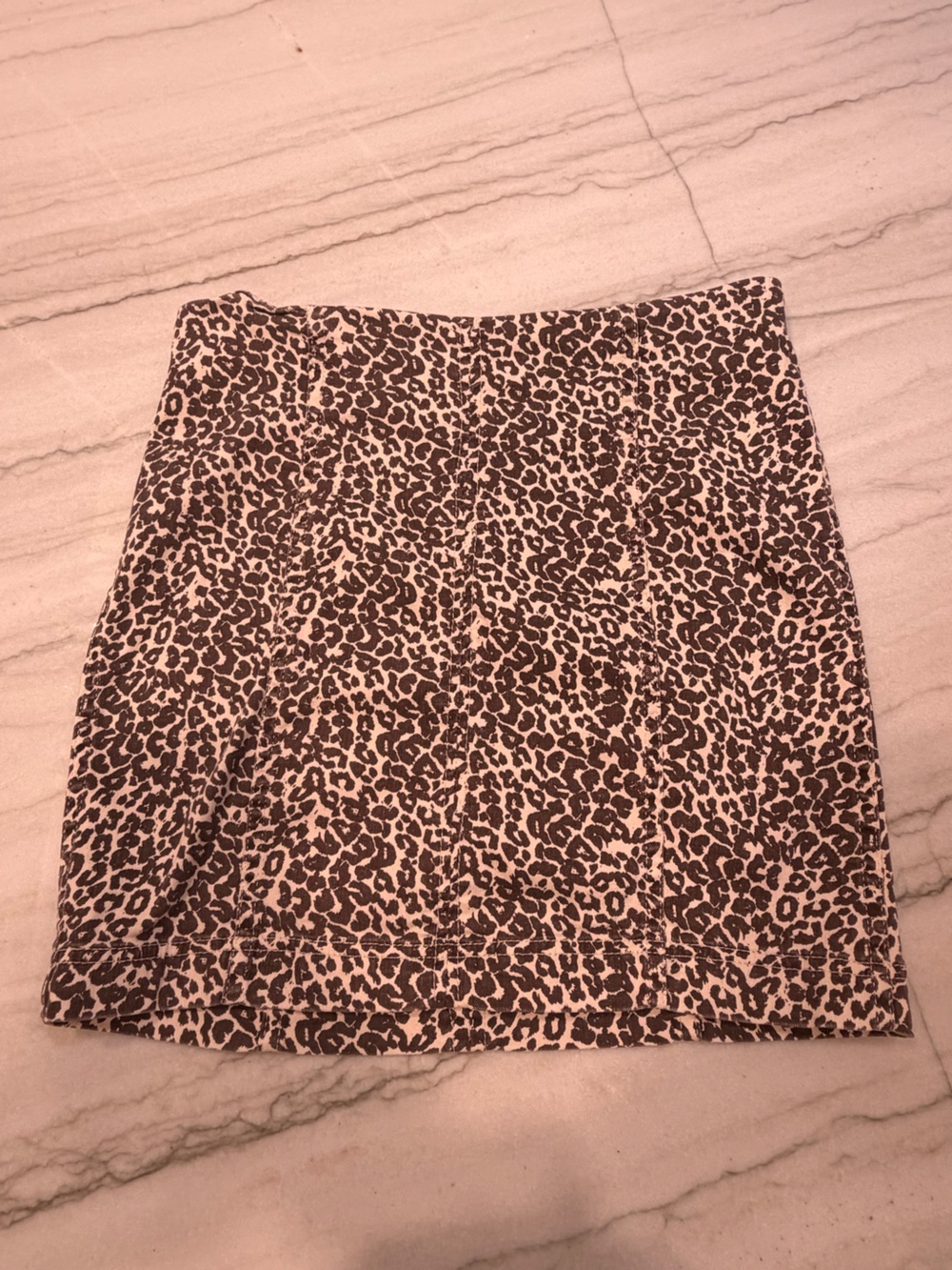 Free People Brown and Cream Leopard Print Mini Skirt